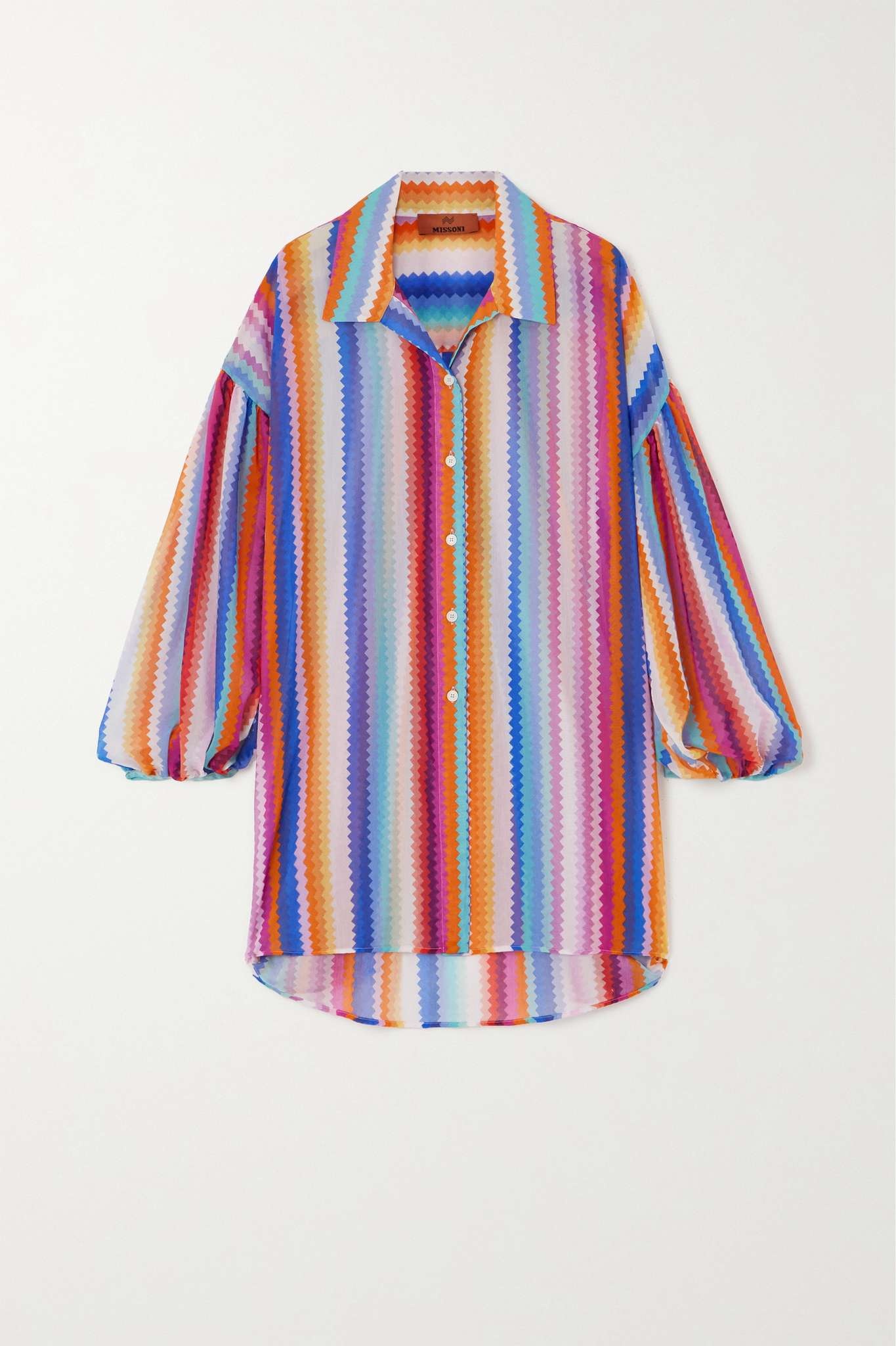 Striped cotton and silk-blend voile shirt - 1