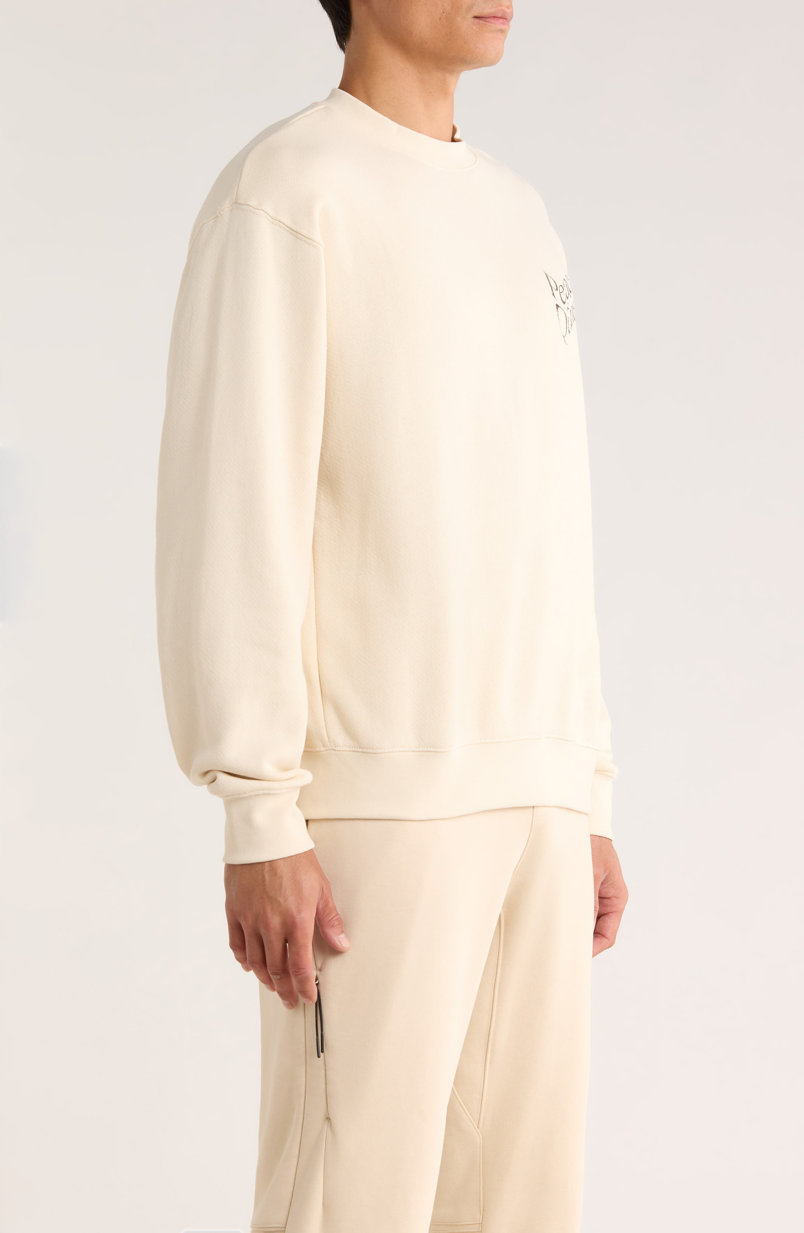 Museum of Peace & Quiet Warped Logo Cotton Crewneck Sweatshirt in Bone at Nordstrom - 3