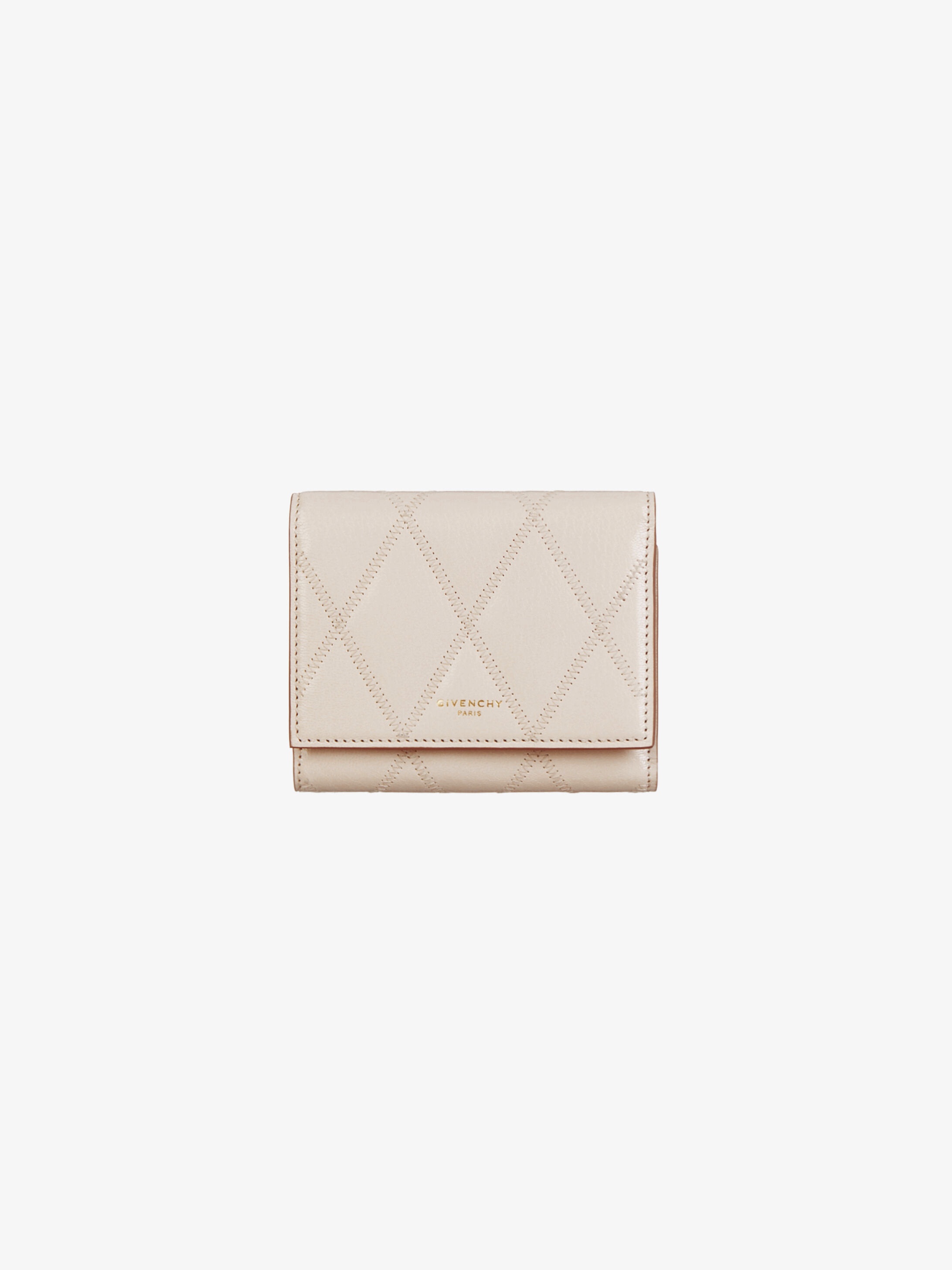 Tri-fold wallet in diamond quilted leather - 1