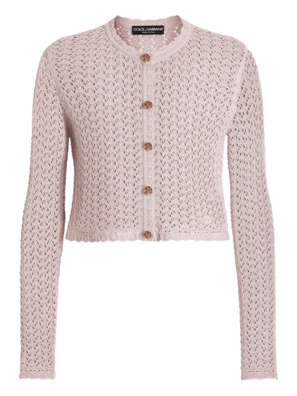 crochet-knit cropped cardigan - 1