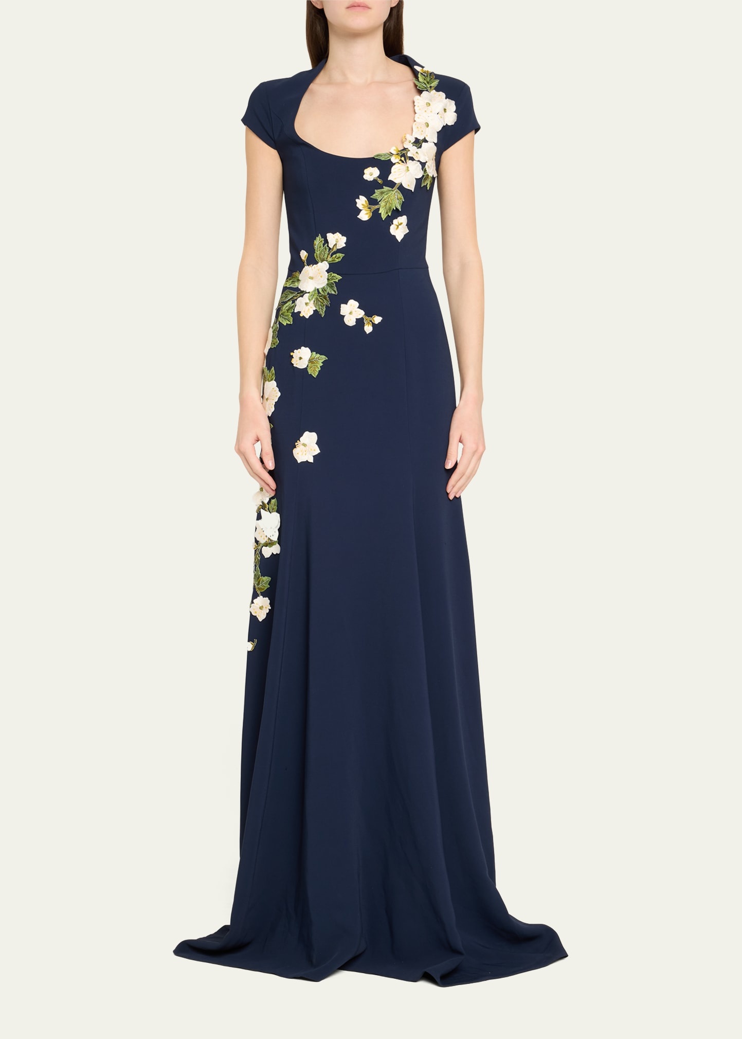 Cascading Cherry Blossom Embroidered Gown - 2