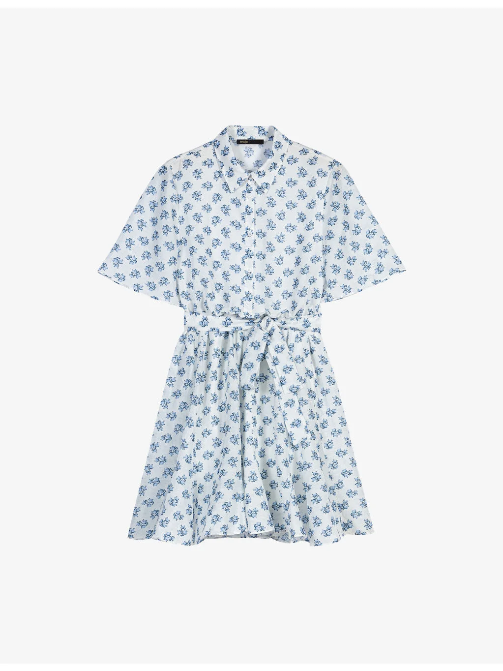 Floral-Print Short-Sleeved Linen-Blend Mini Dress - 1