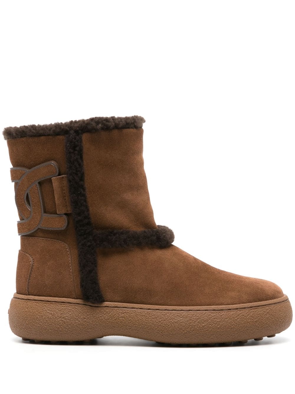 shearling-trim suede boots - 1
