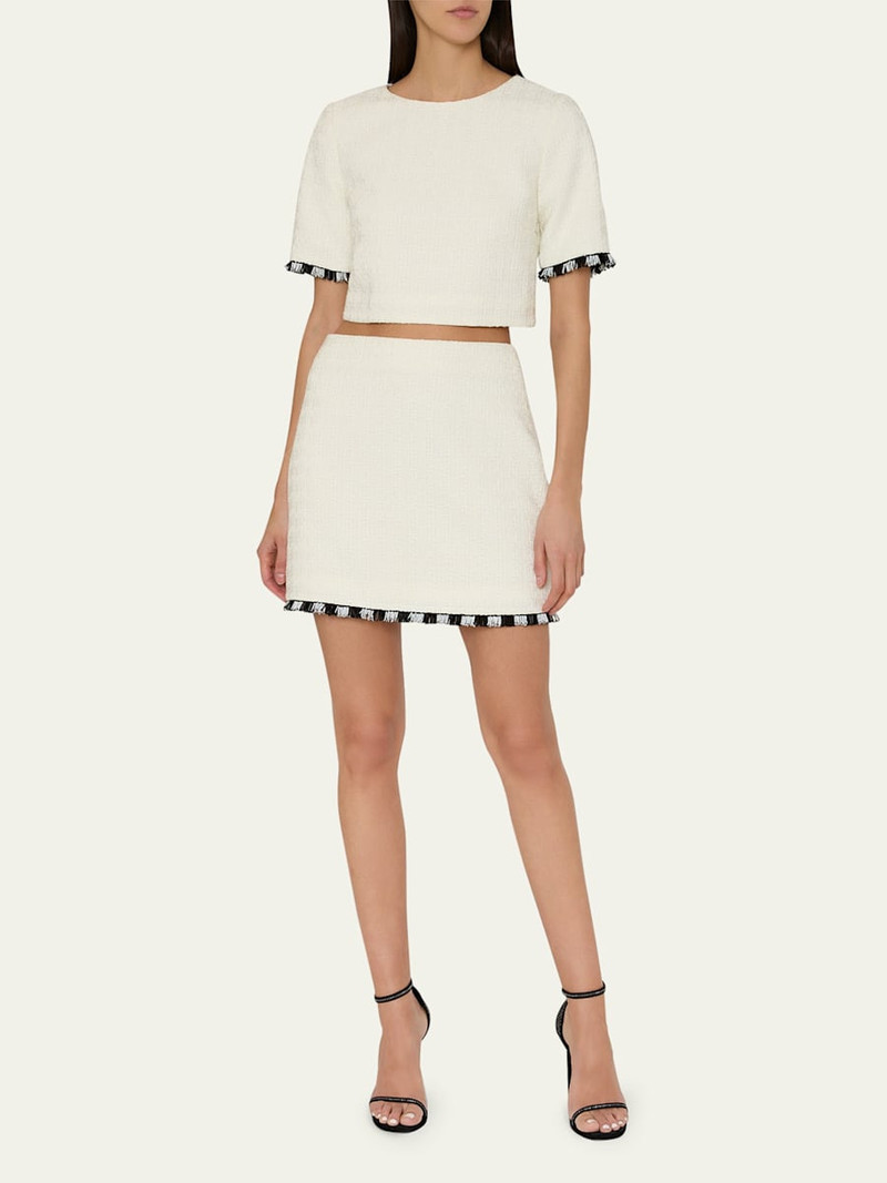 MILLY Lee Bead Fringe Tweed Crop Top outlook