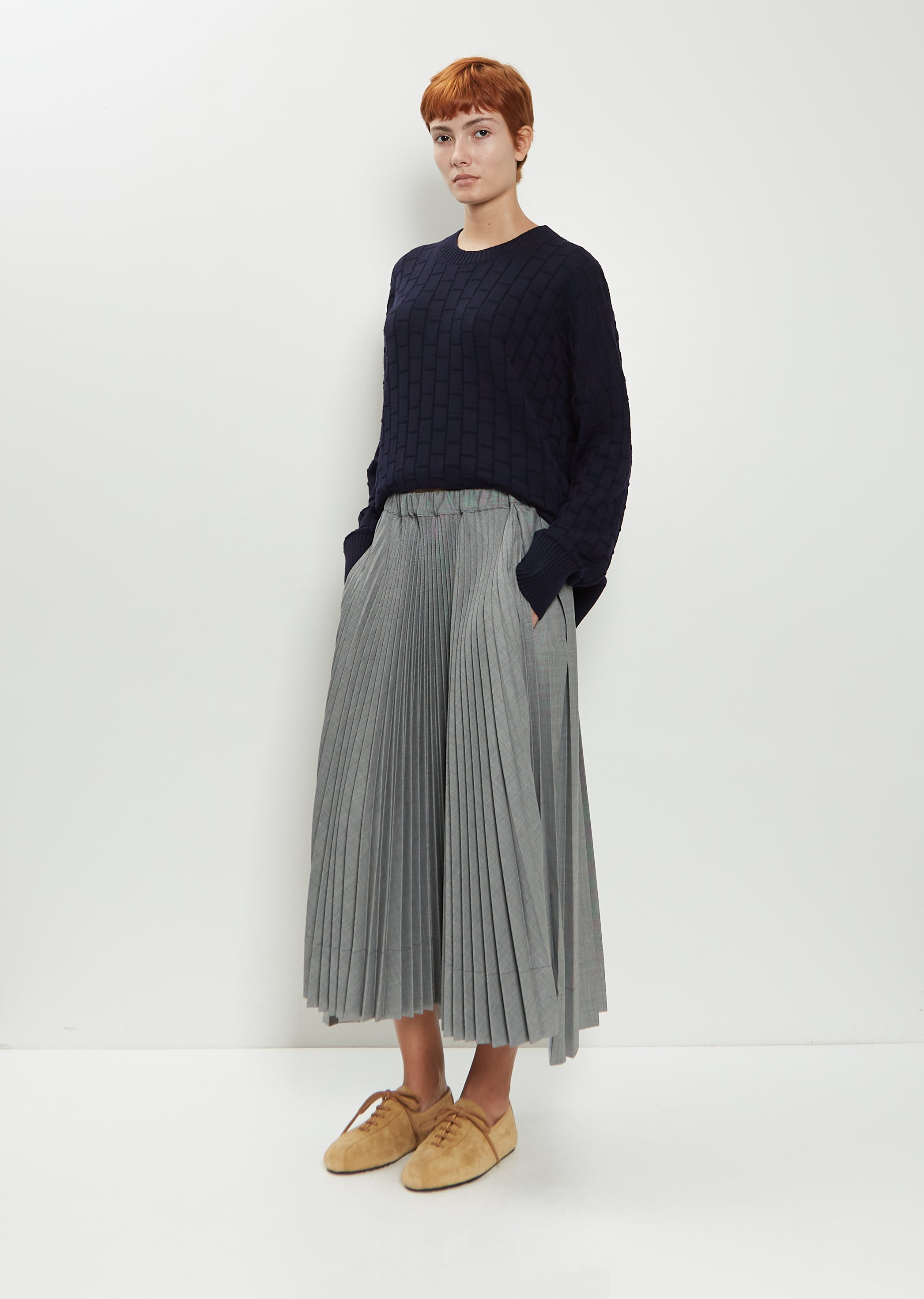 Pleated Wool Blend Skirt - 4