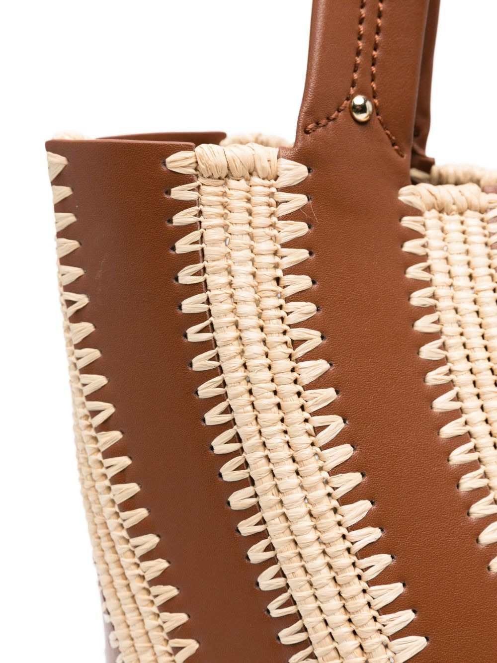 Talia raffia-leather bucket bag - 4