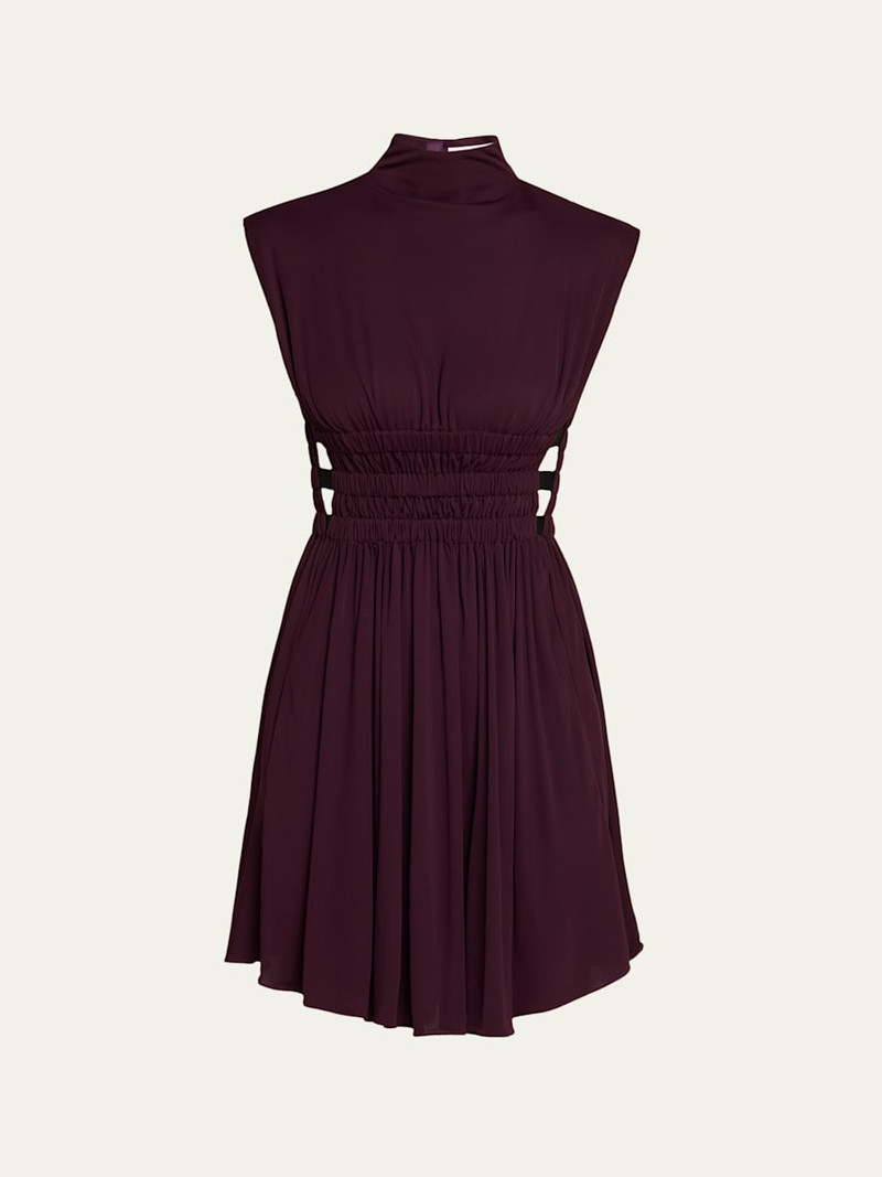 Mock-Neck Waist-Cutout Jersey Backless Mini Dress 1