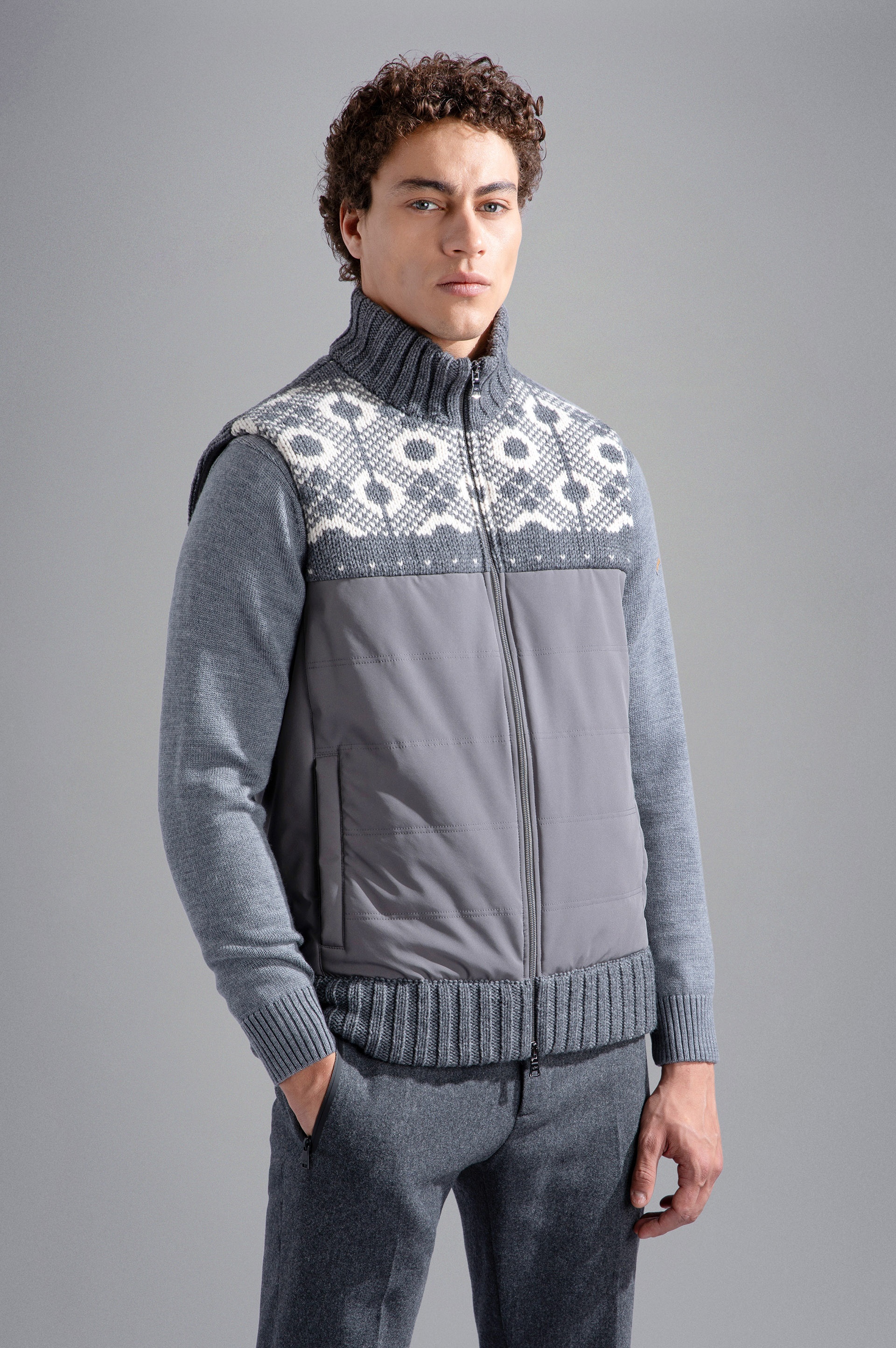 WOOL JACQUARD AND TYPHOON® HYBRID VEST - 8