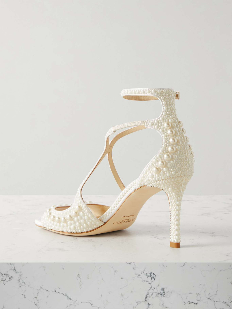 Azia 75 faux pearl-embellished satin sandals 3