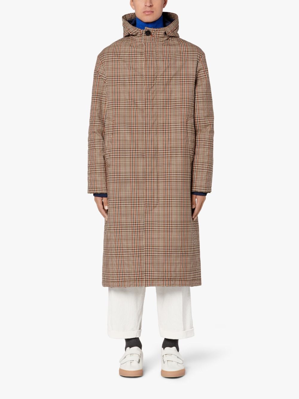 MILAN BROWN CHECK RAIN SYSTEM WOOL HOODED THINDOWN PARKA | PARKA GMF-300 - 2
