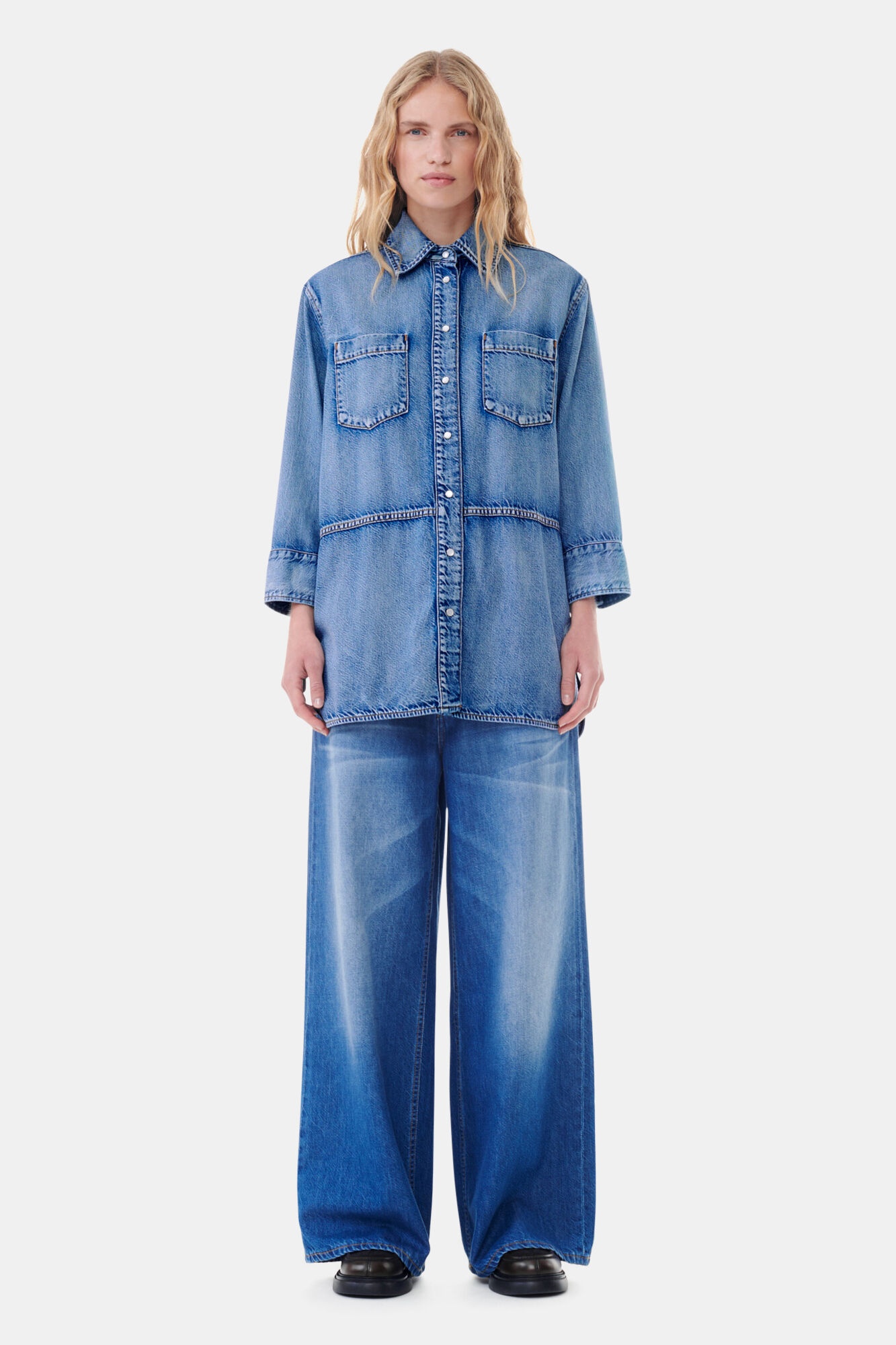 BLUE DENIM OVERSIZED SHIRT - 3