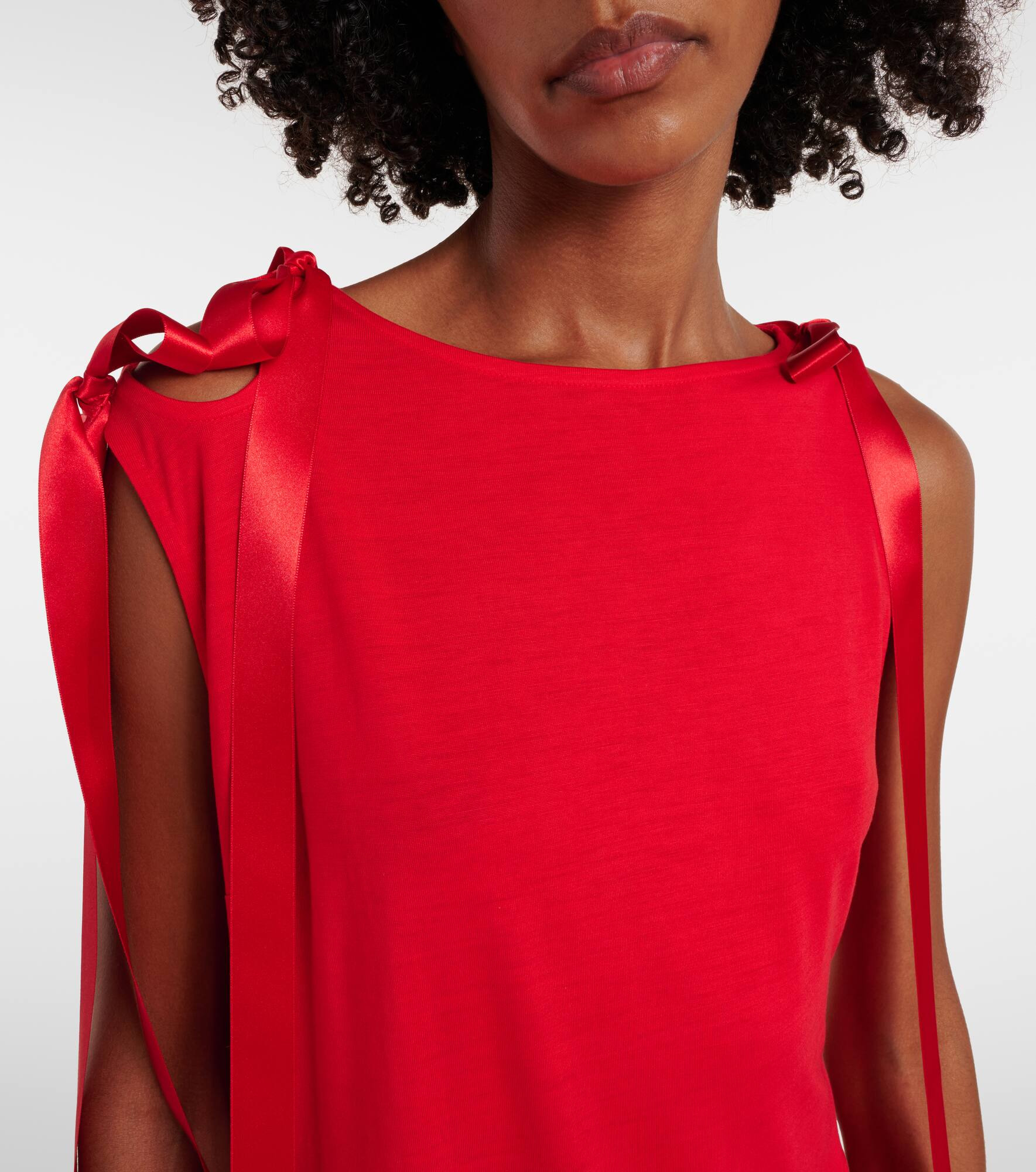 Bow-detail jersey midi dress - 5