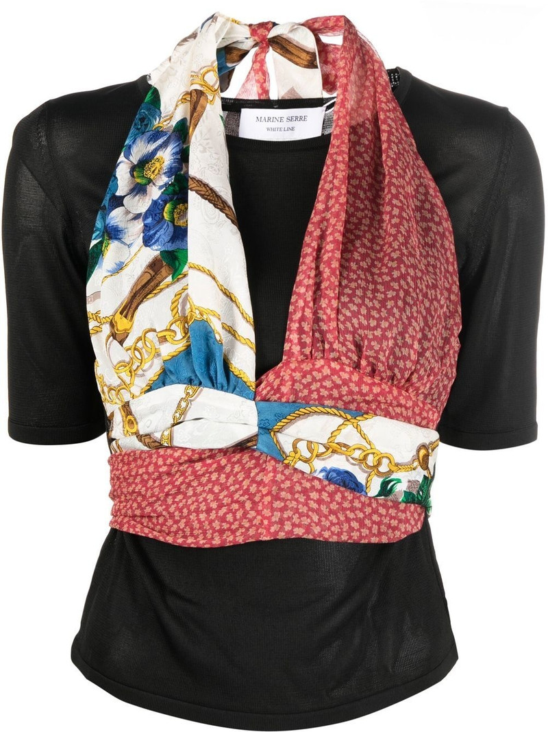 twisted-scarf hybrid knit top 1