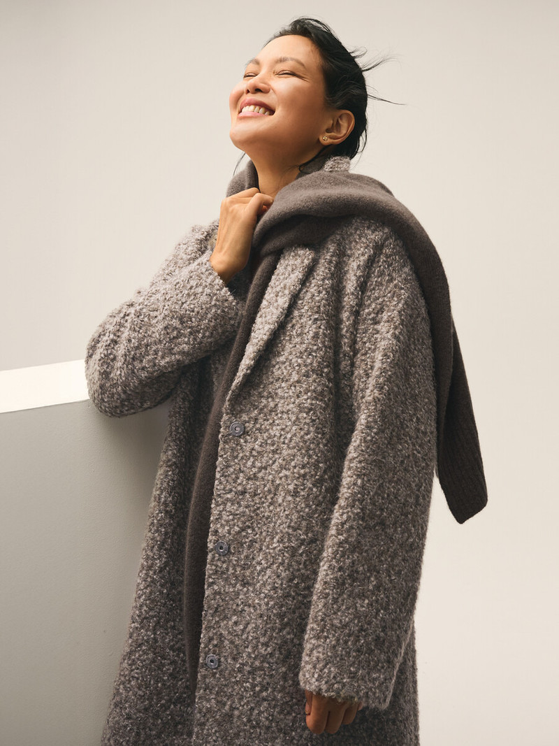 Curly Alpaca Wool Blend Notch Collar Coat 7