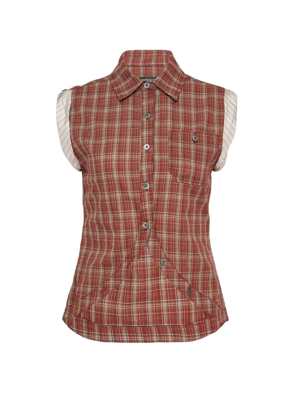 check-pattern sleeveless shirt - 1