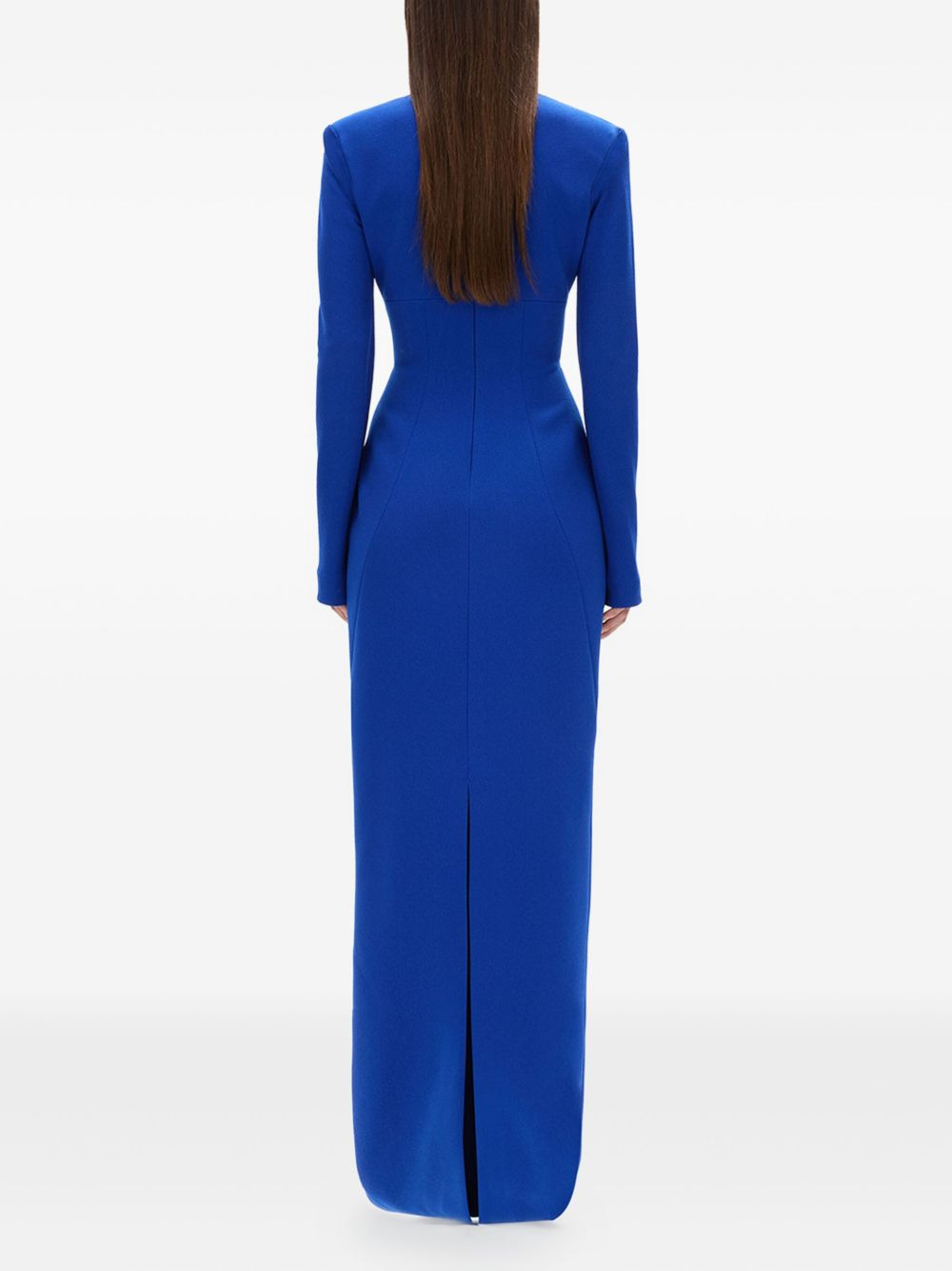 Dover padded-shoulder long dress - 4