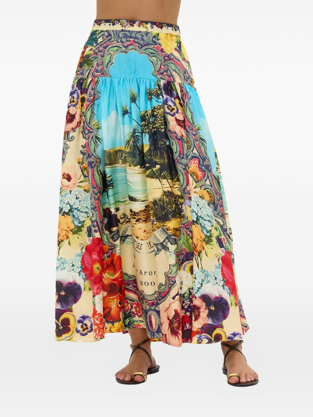 floral-print gathered midi skirt - 4