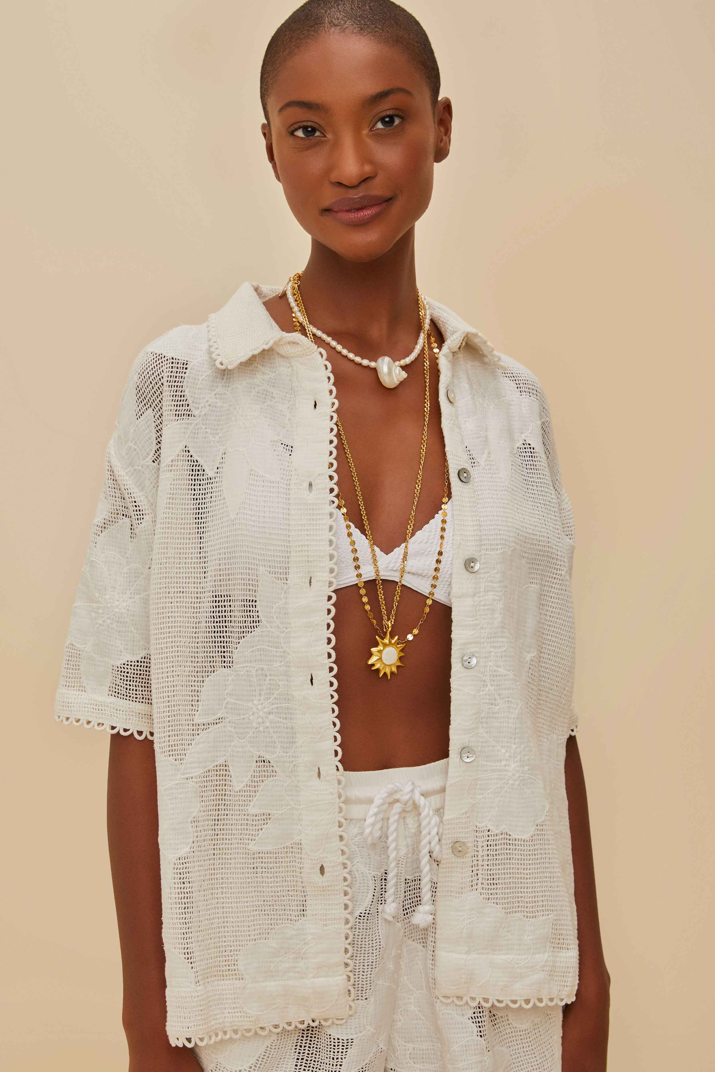 White Flower Shirt - 1