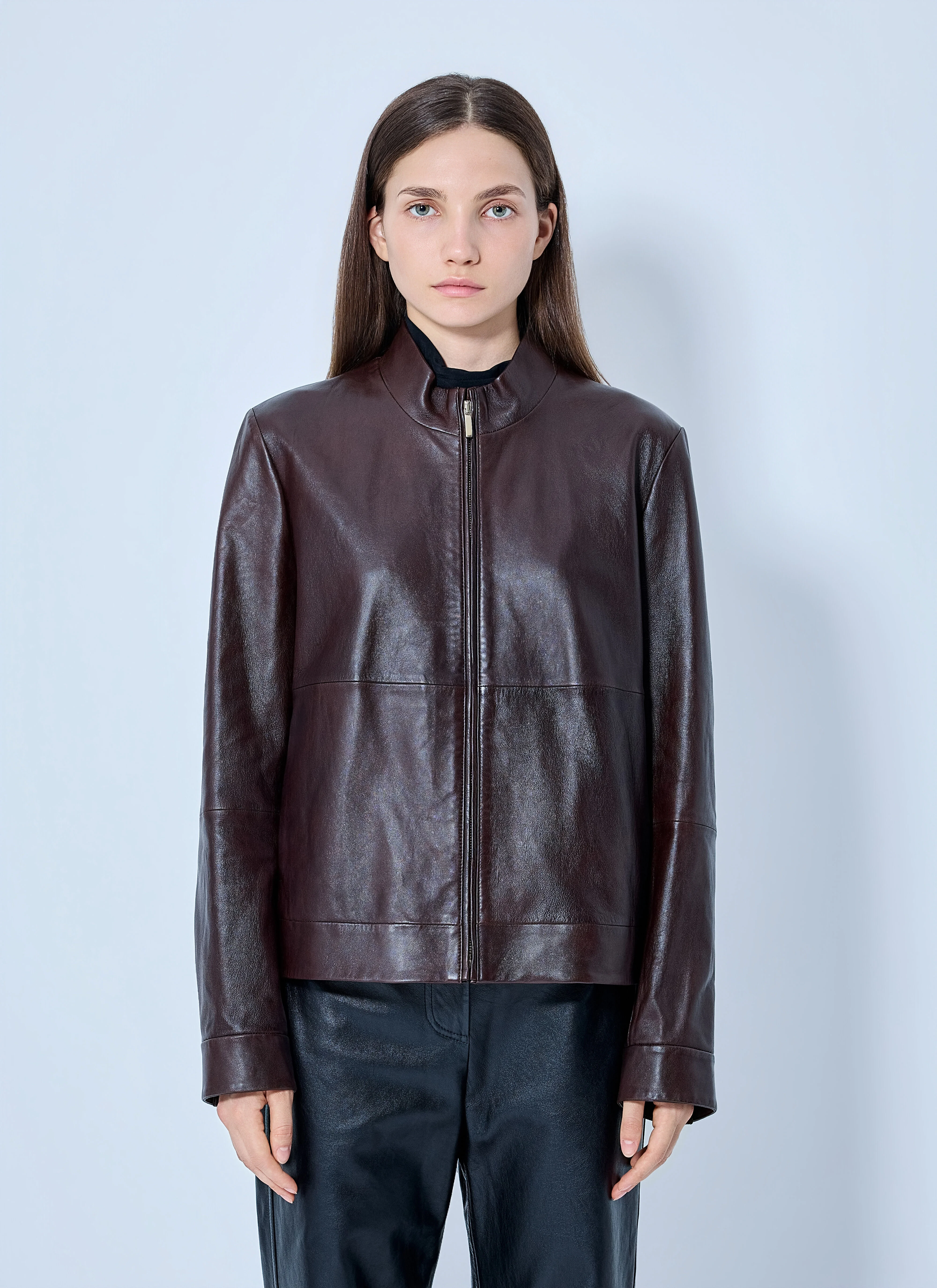 High-Collar Leather Jacket - 1