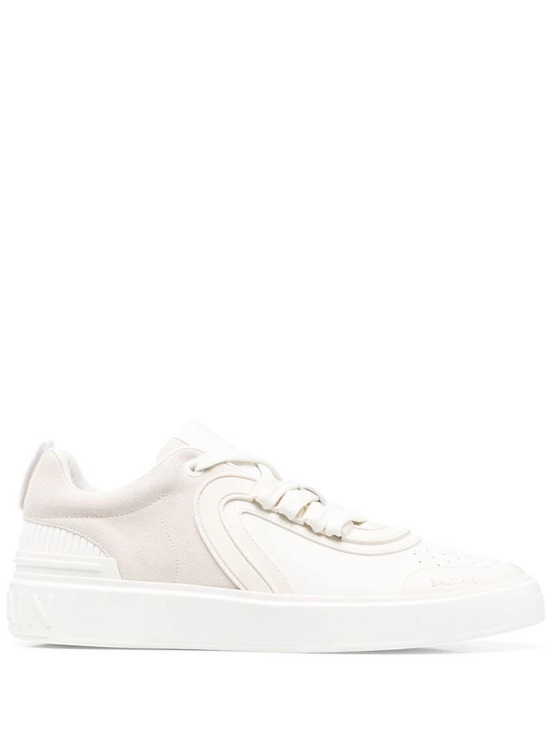 Balmain White leather and suede B-Skate sneakers outlook
