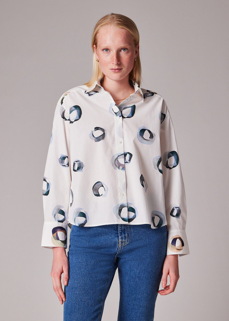 Women's White 'Painted Spot' Cotton Shirt 3