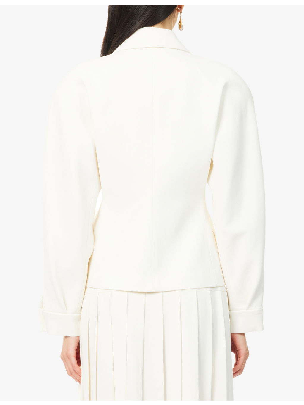 Crepe Notch-Lapels Stretch-Wool Blend Blazer - 4