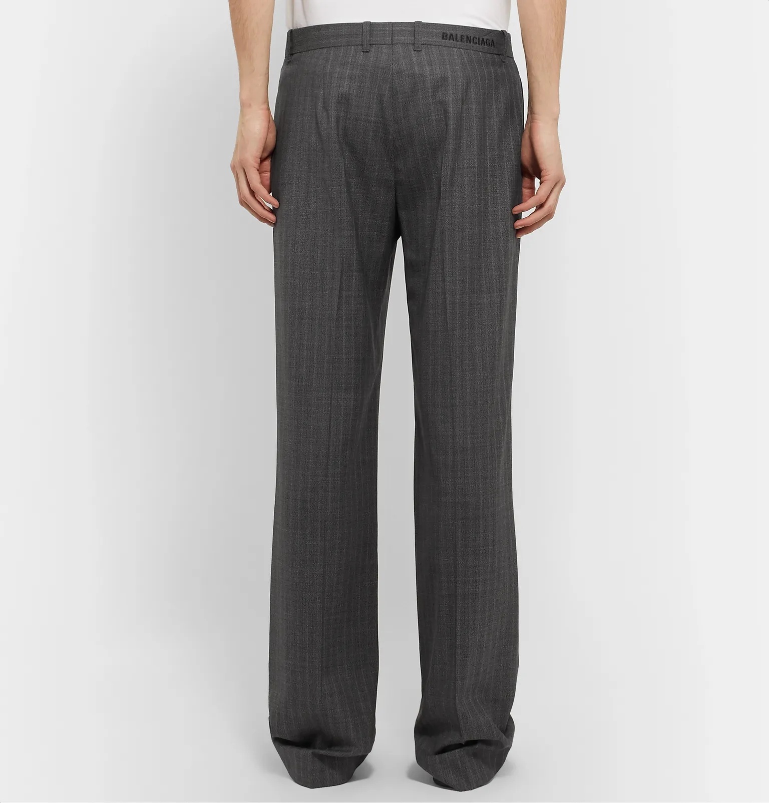 Wide-Leg Striped Virgin Wool Trousers - 5