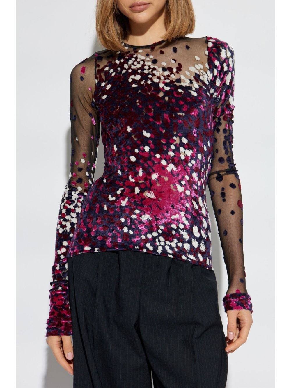 semi-sheer long-sleeve top - 3