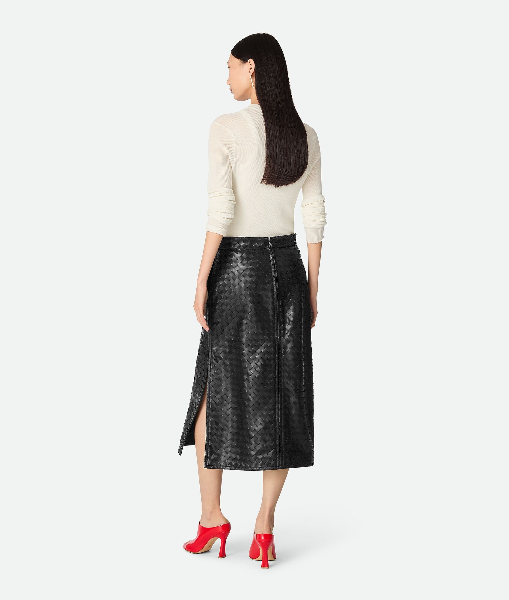 Intrecciato Leather Skirt - 3