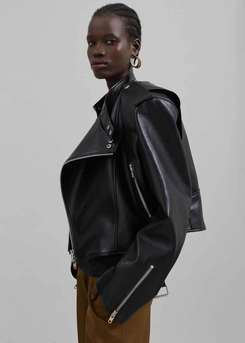 Teagan Boxy Faux Leather Jacket - Black 5