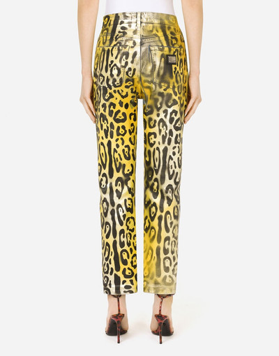 Dolce & Gabbana Boyfriend jeans with neon leopard print outlook