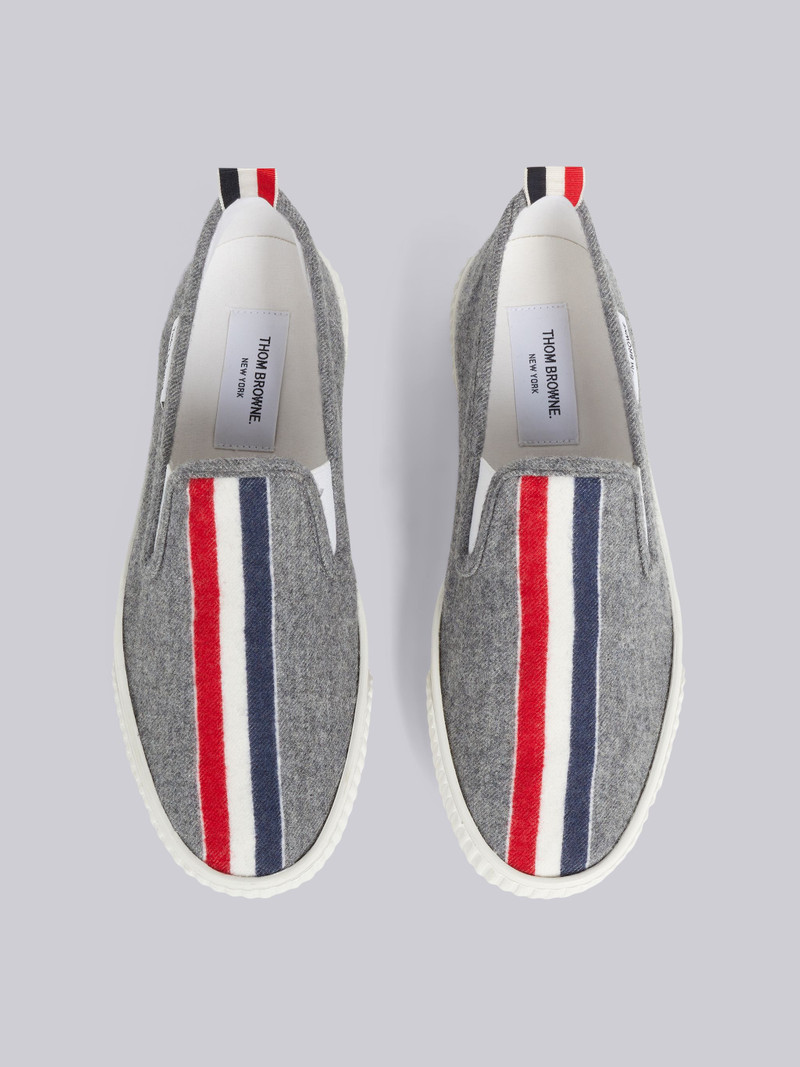 Medium Grey Waterproof Lightweight Boiled Wool Engineered Stripe Slip-On Heritage Trainer 4