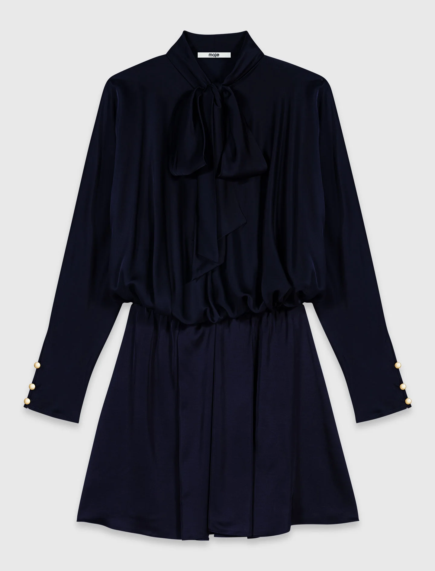 Short draped satin dress - 1