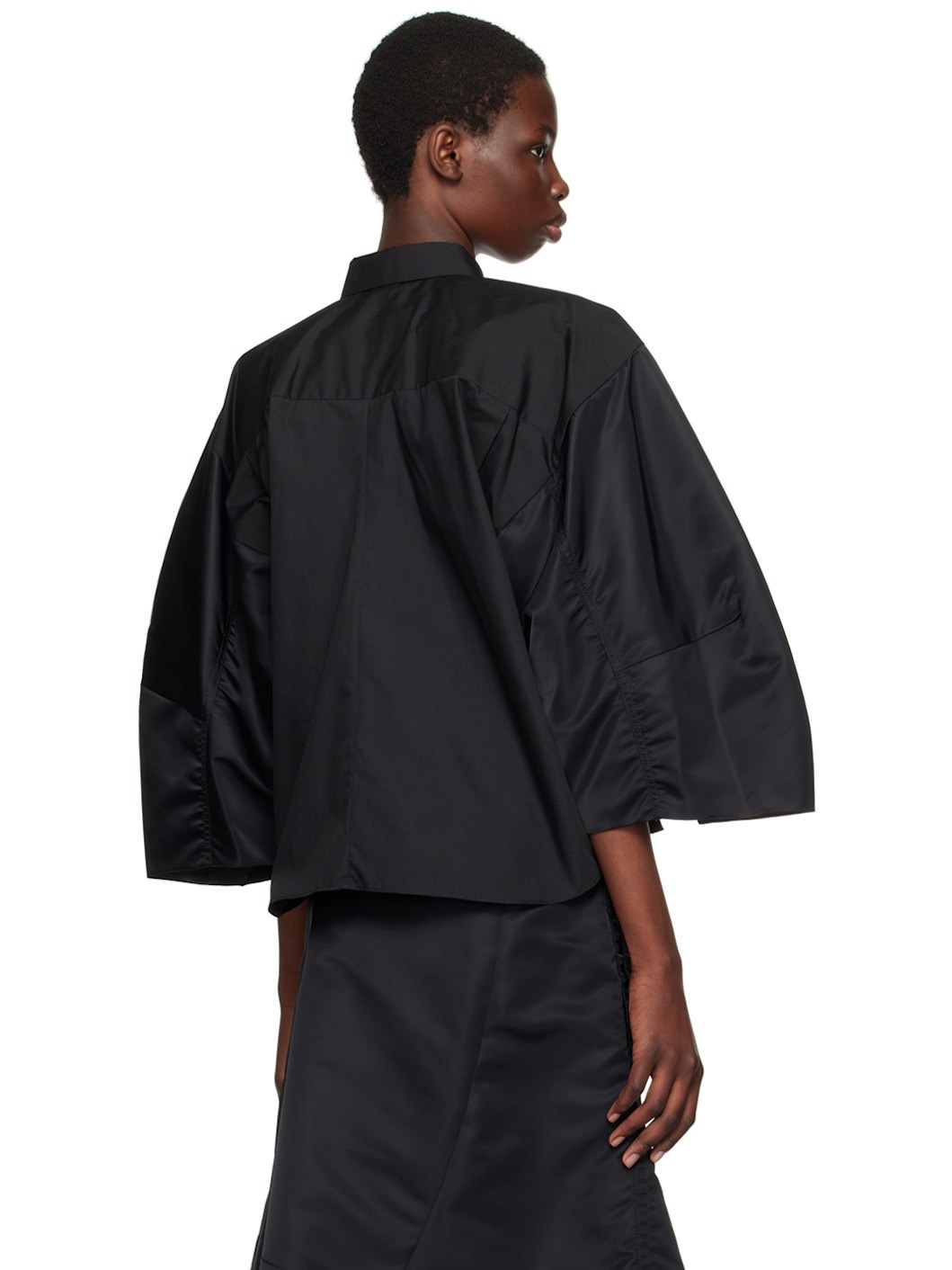 Black Puff Sleeve Shirt - 3