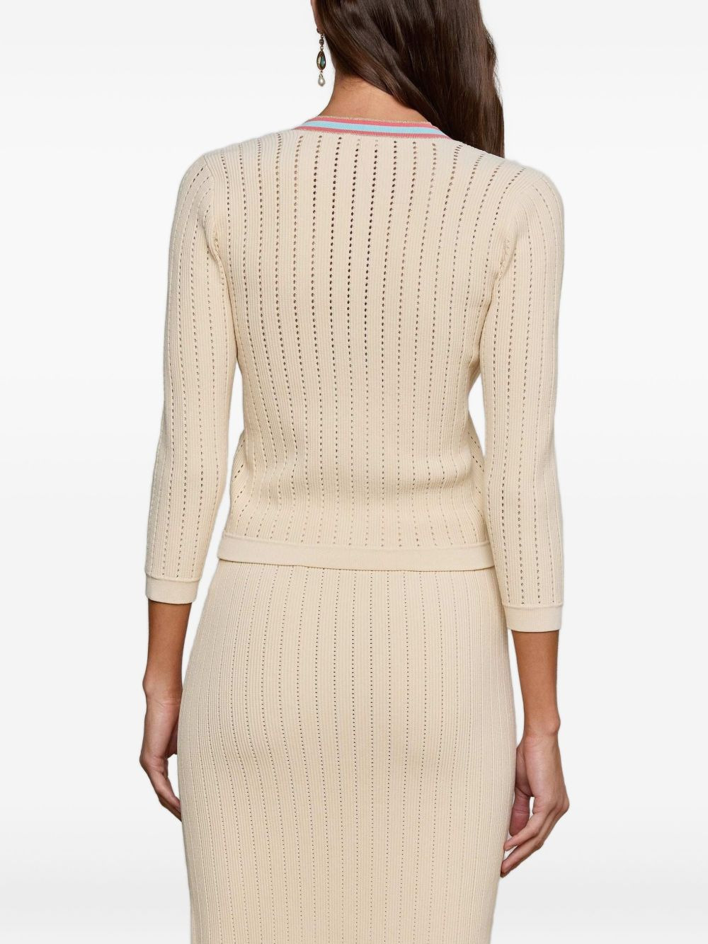 V-neck ribbed cardigan - 4