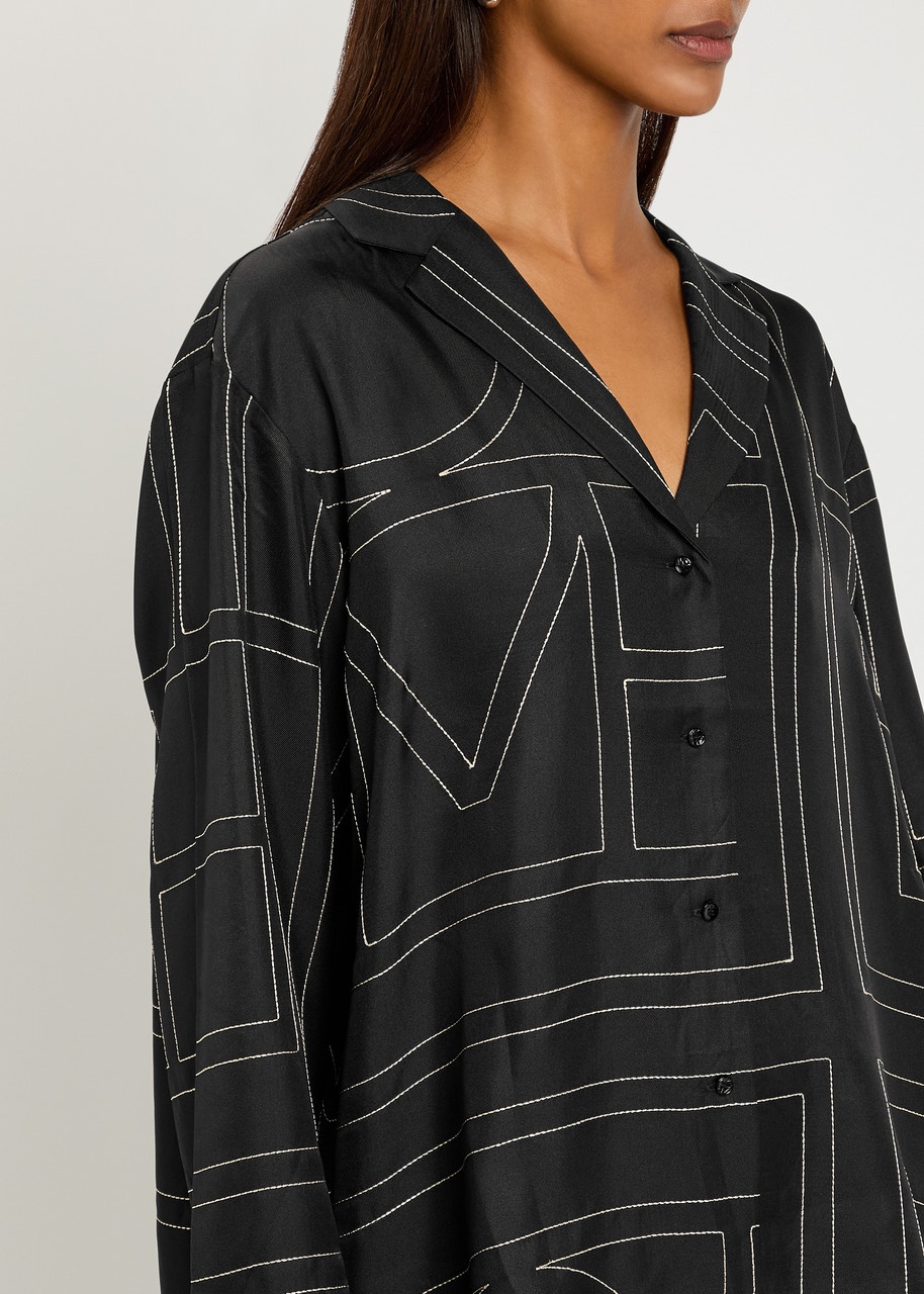 Toteme Logo-embroidered Silk-satin Shirt - 5