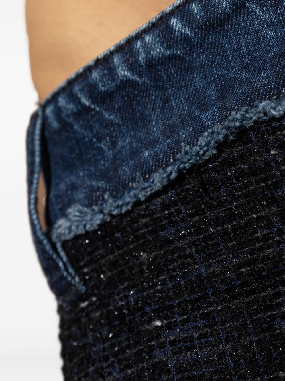 denim-trimmed tweed shorts - 4