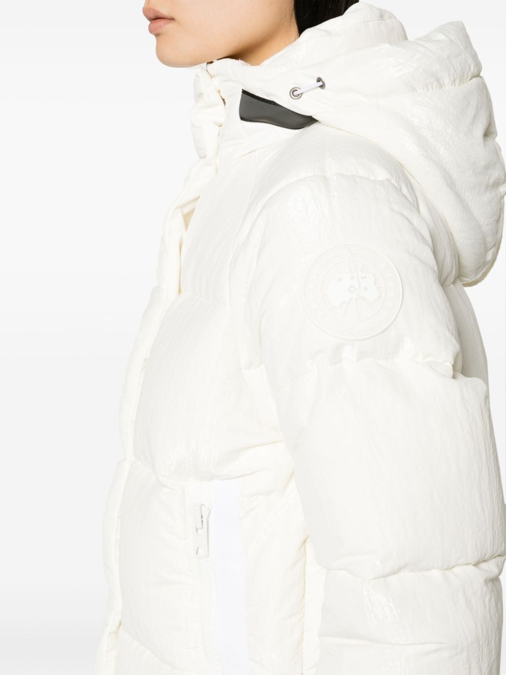 logo-patch slouch-hood puffer jacket - 5