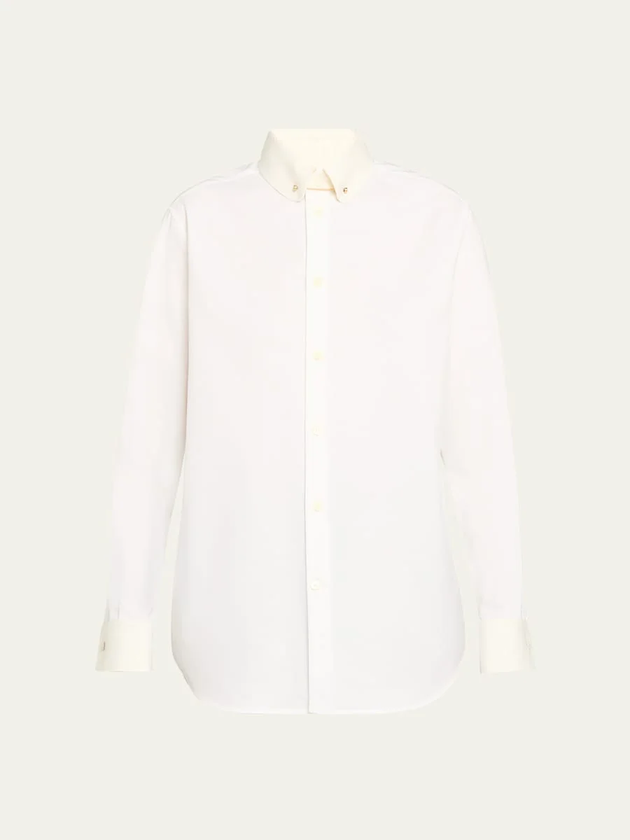 Thea Collar-Pin Oxford Shirt - 1