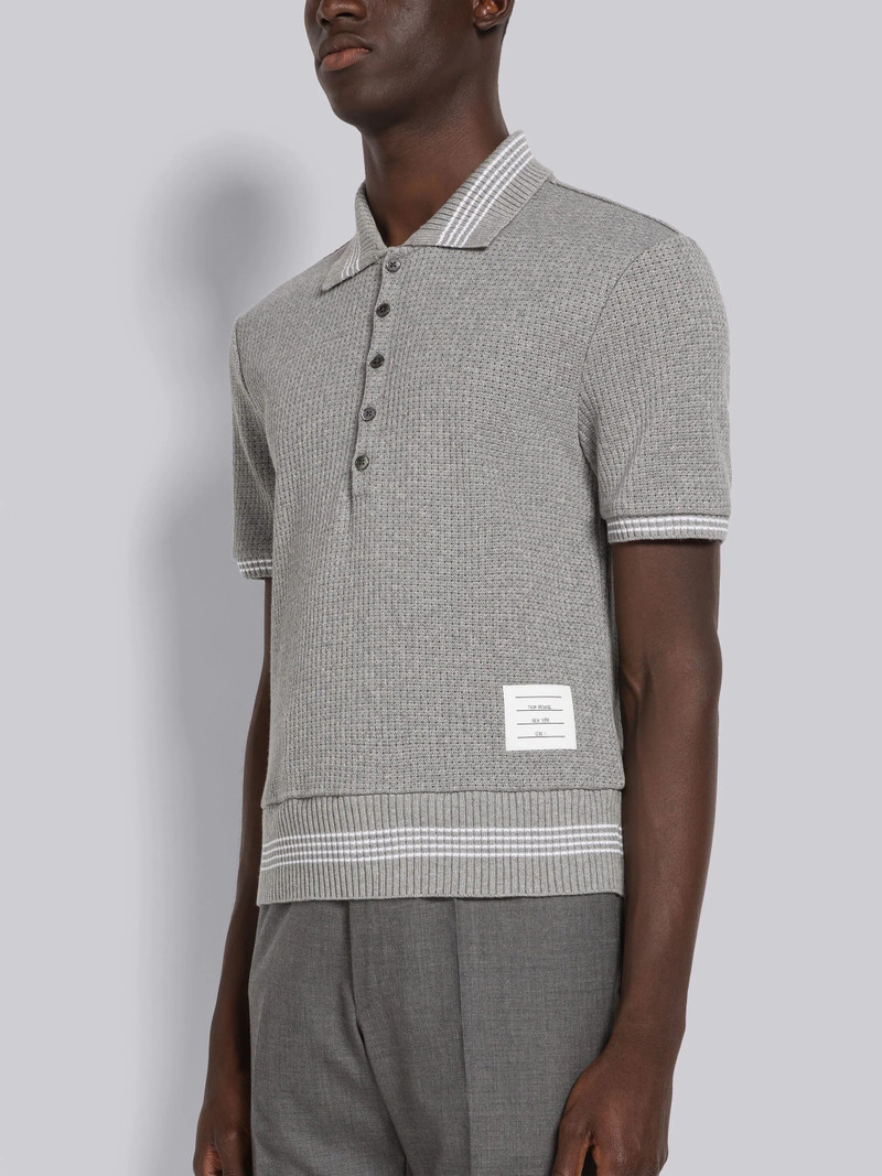 Thom Browne Open Stitch Waffle Tipping Polo outlook
