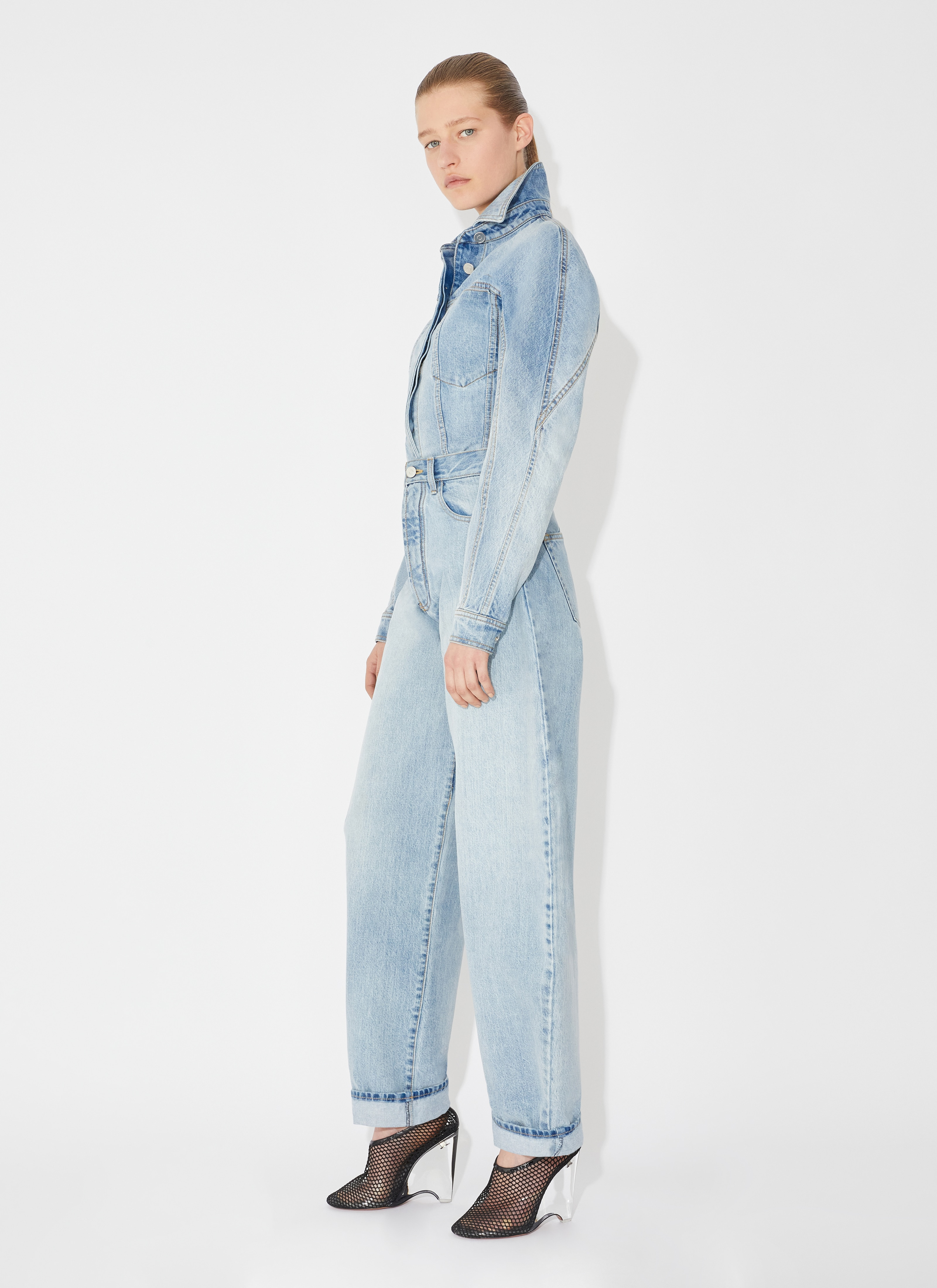 Knit belt denim pant