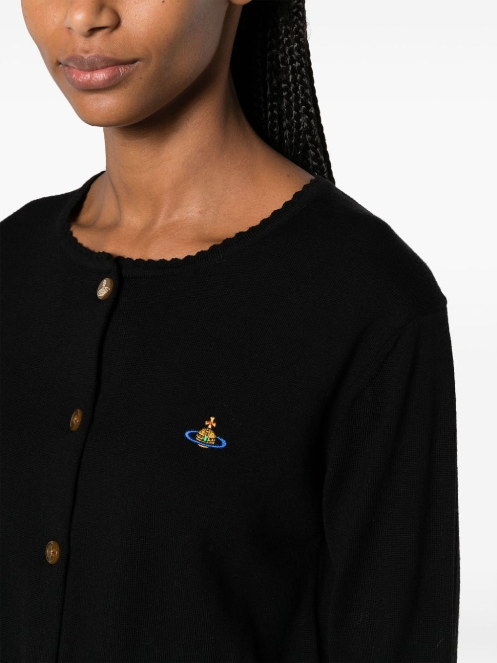 Orb logo-embroidered wool cardigan - 5