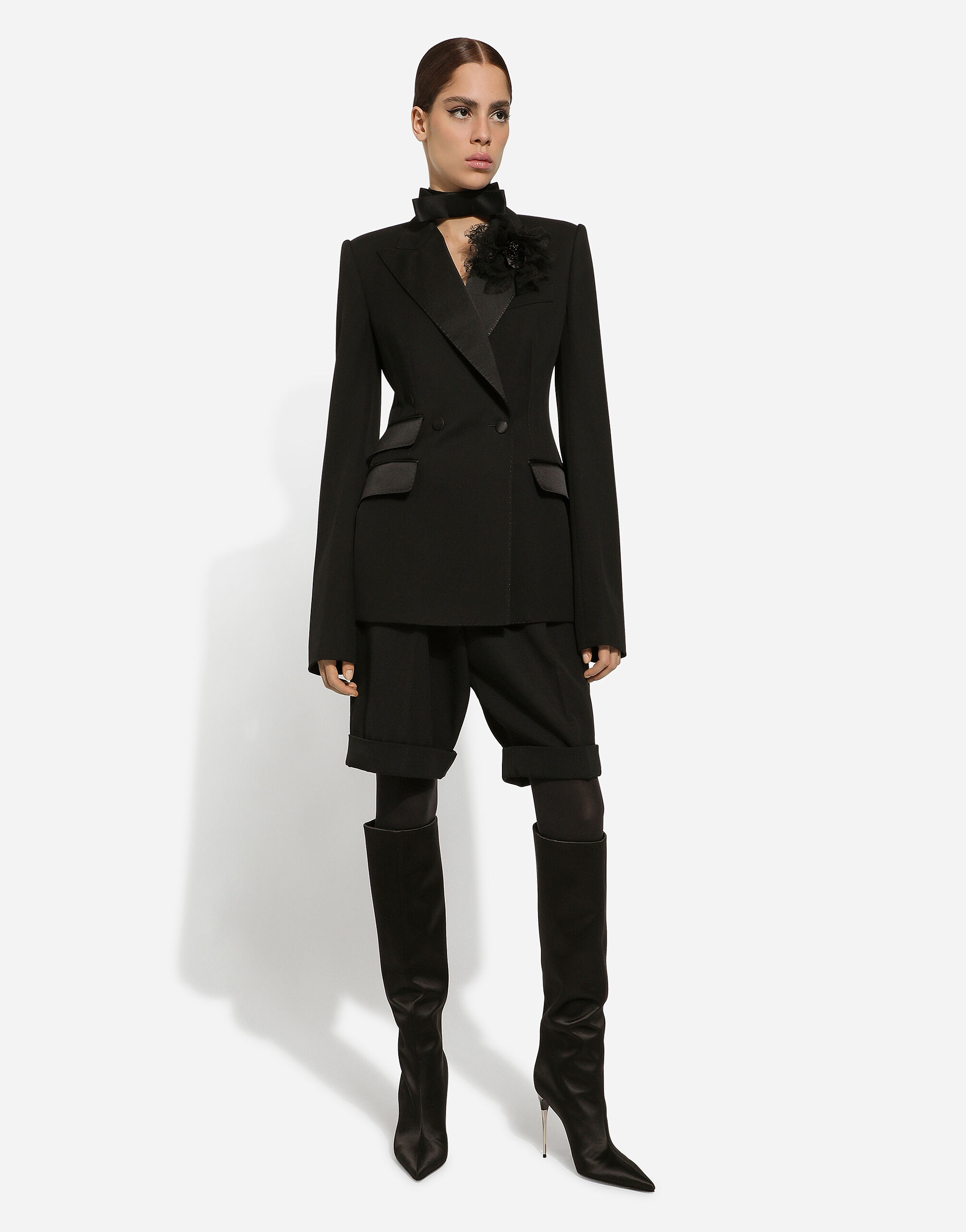 Double-breasted woolen jacket with side vents - 8