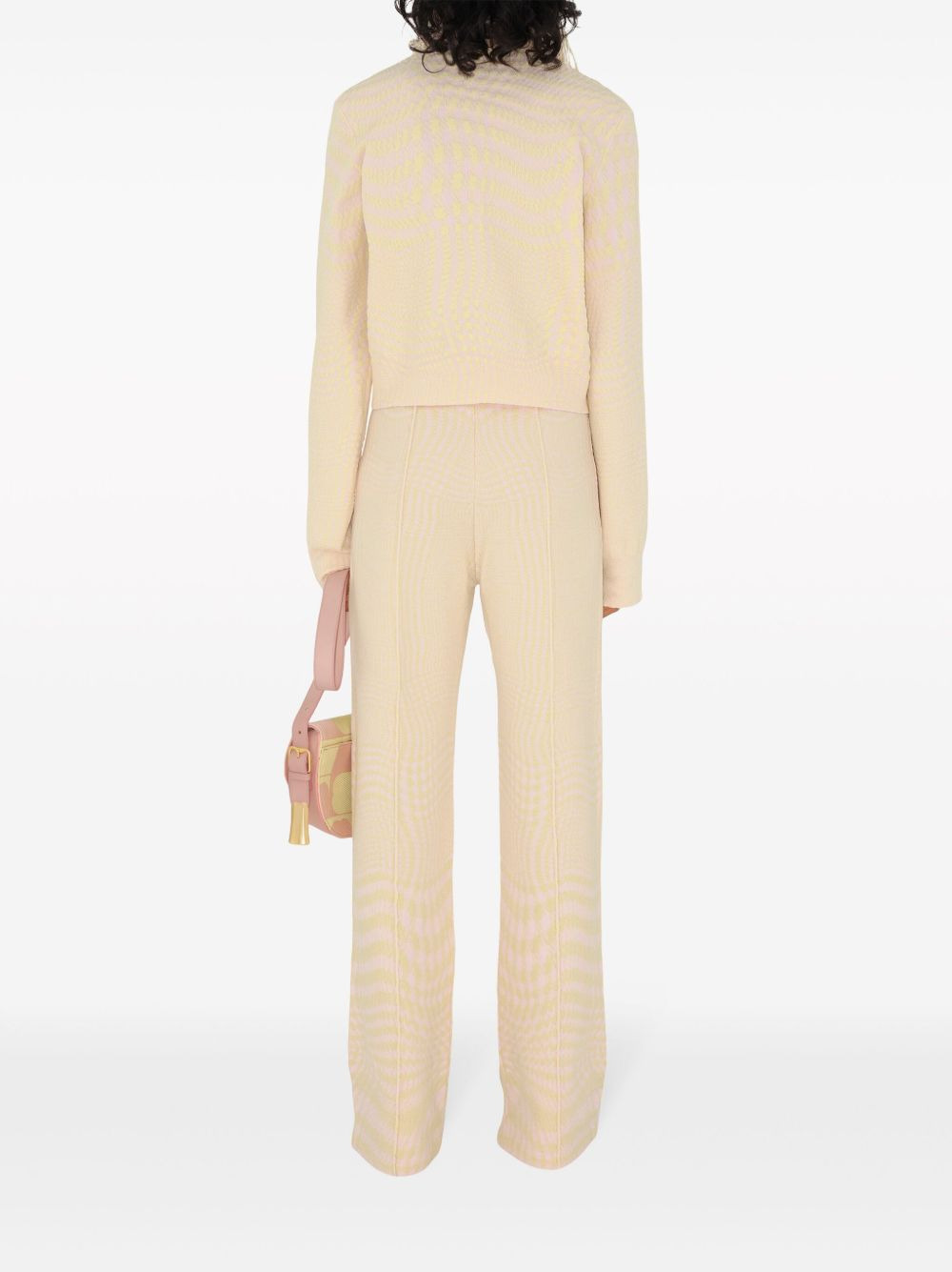 warped houndstooth jacquard wool-blend trousers - 4