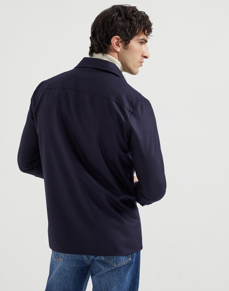 Brunello Cucinelli Virgin wool flannel overshirt with chest pockets outlook