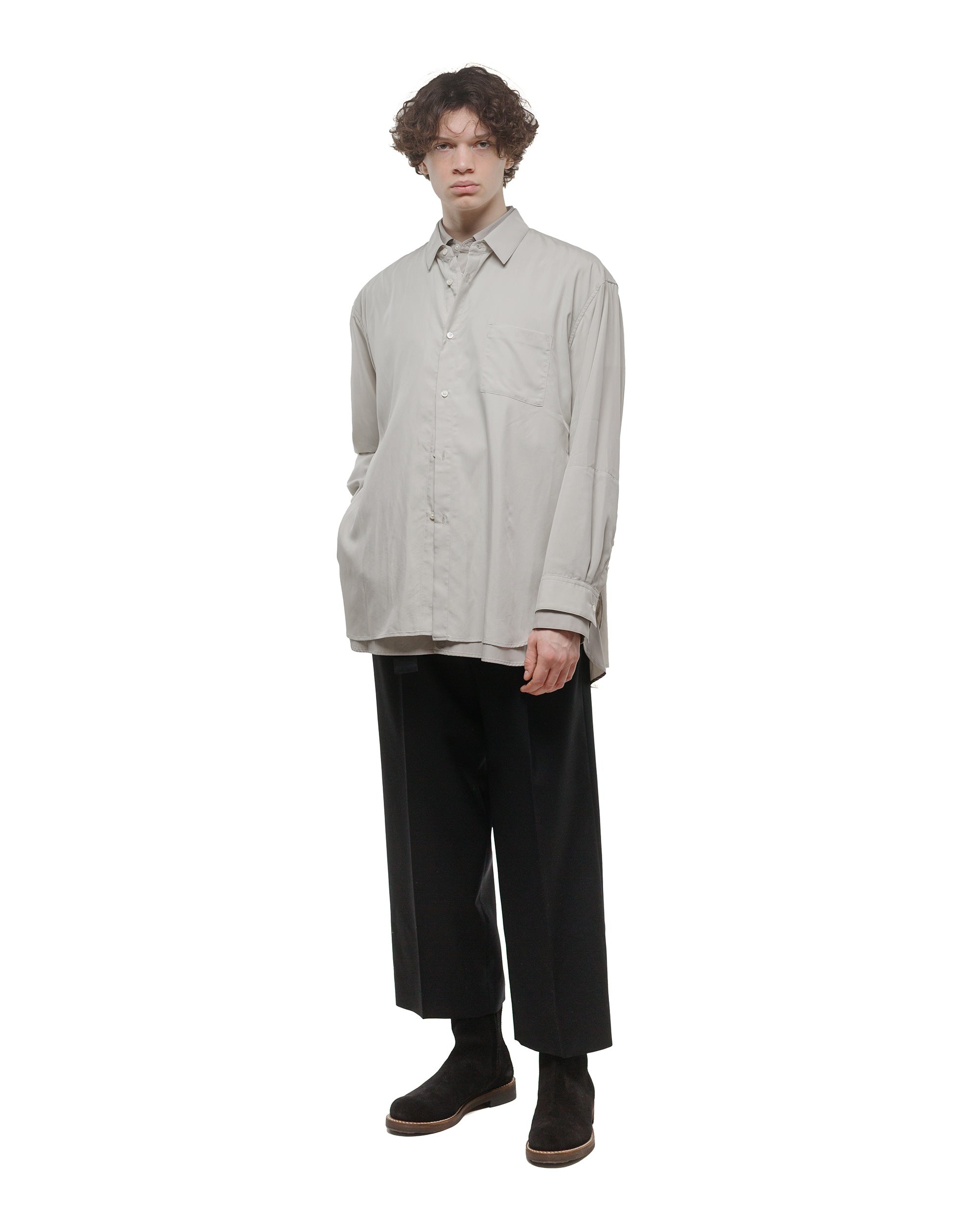 Oversized Layered Shirt Grey - 4