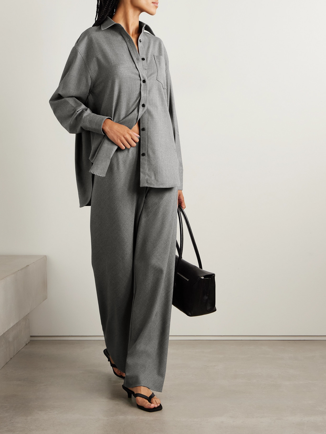 Wool-blend Flannel Wide-leg Pants - 5