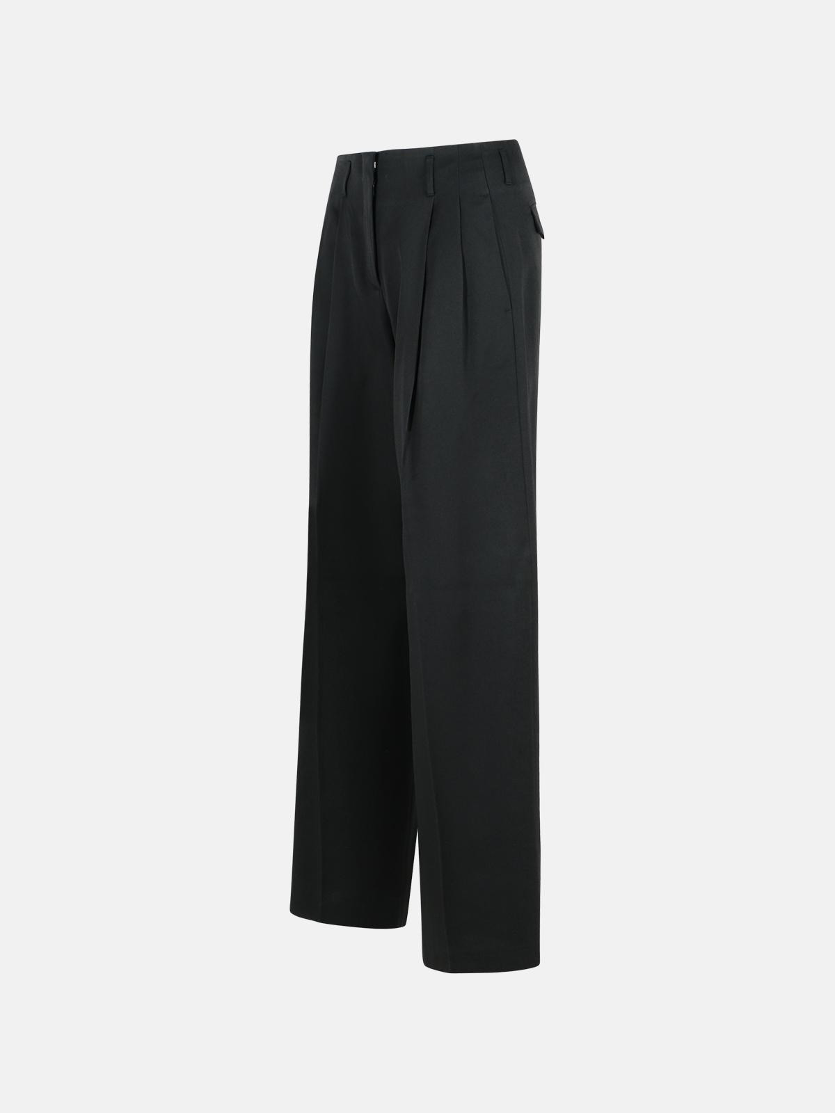 'PALAZZO' BLACK VIRGIN WOOL PANTS - 2