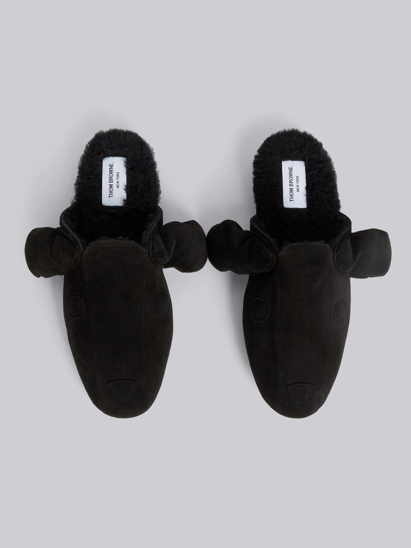 Black Shearling and Suede Hector Slipper 4