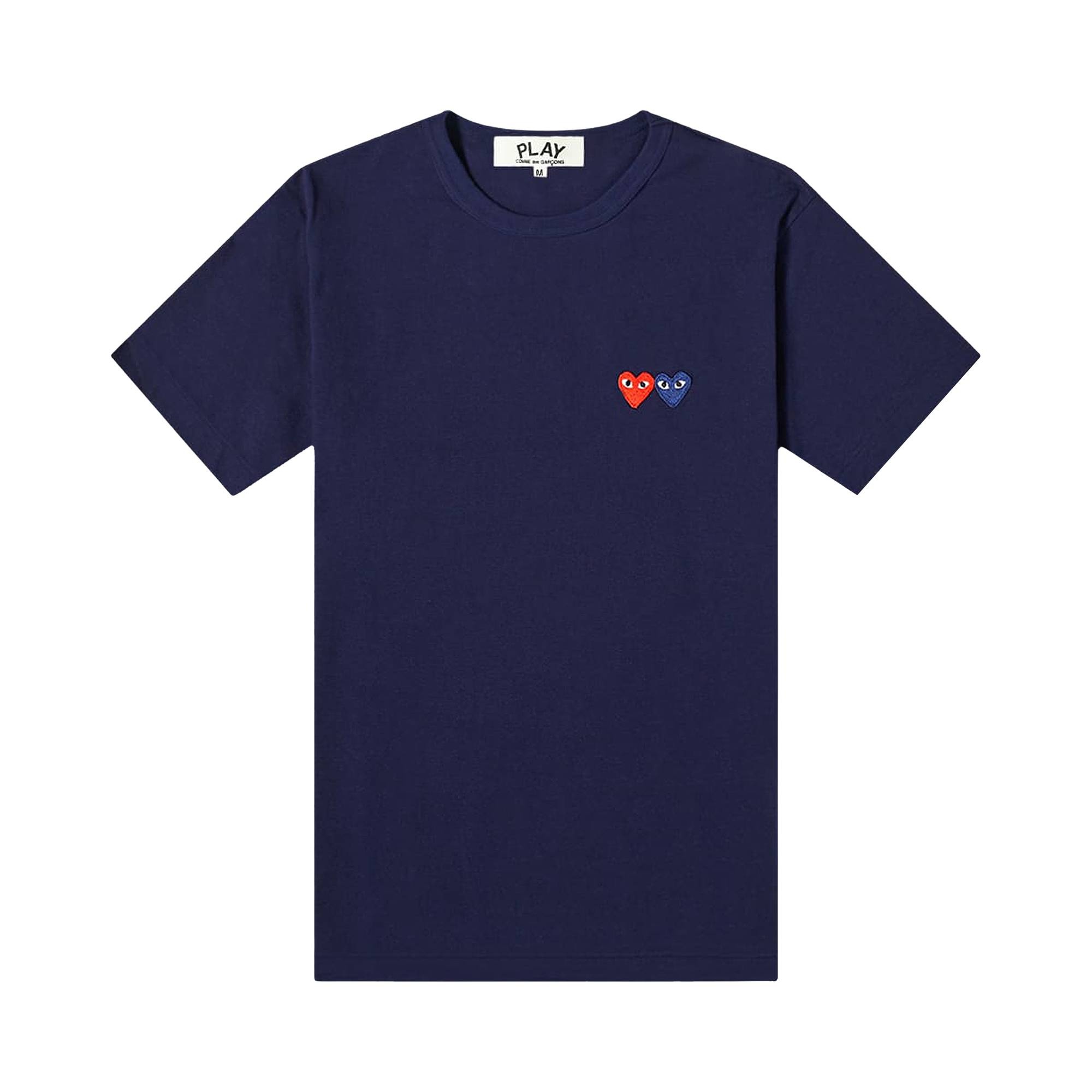 Comme des Garçons PLAY Navy & Red Double Heart T-Shirt 'Navy' - 1